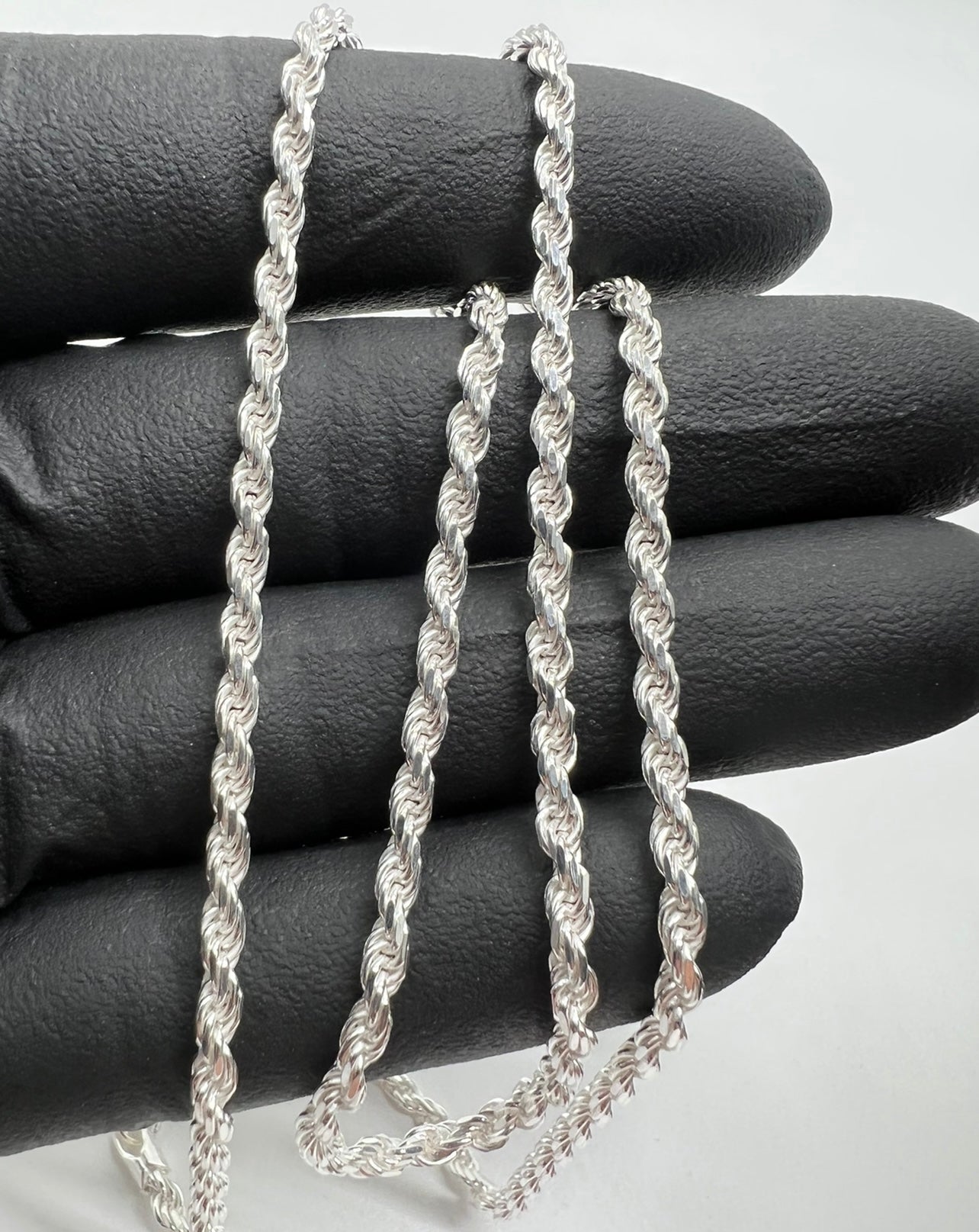 3mm Rope Chains, .925 Real Silver