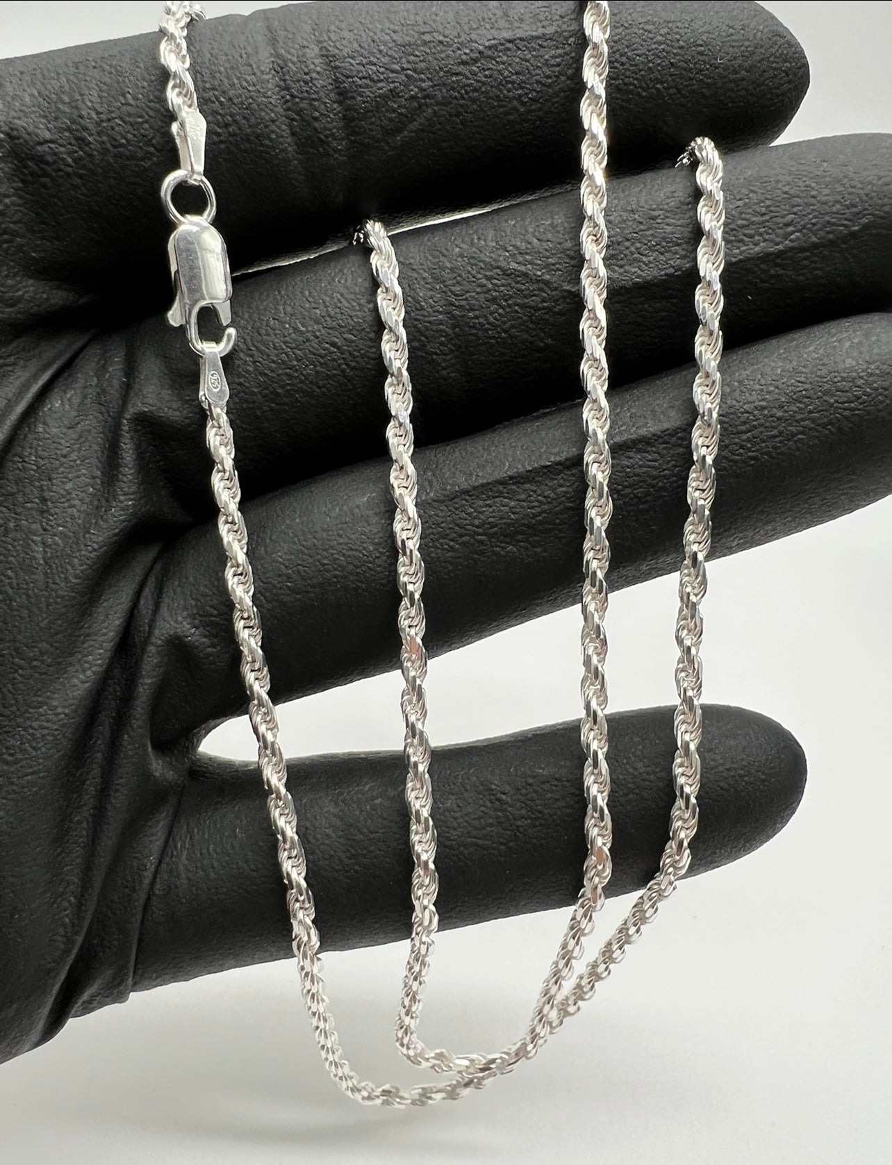 2.5mm Rope Chains, .925 Real Silver