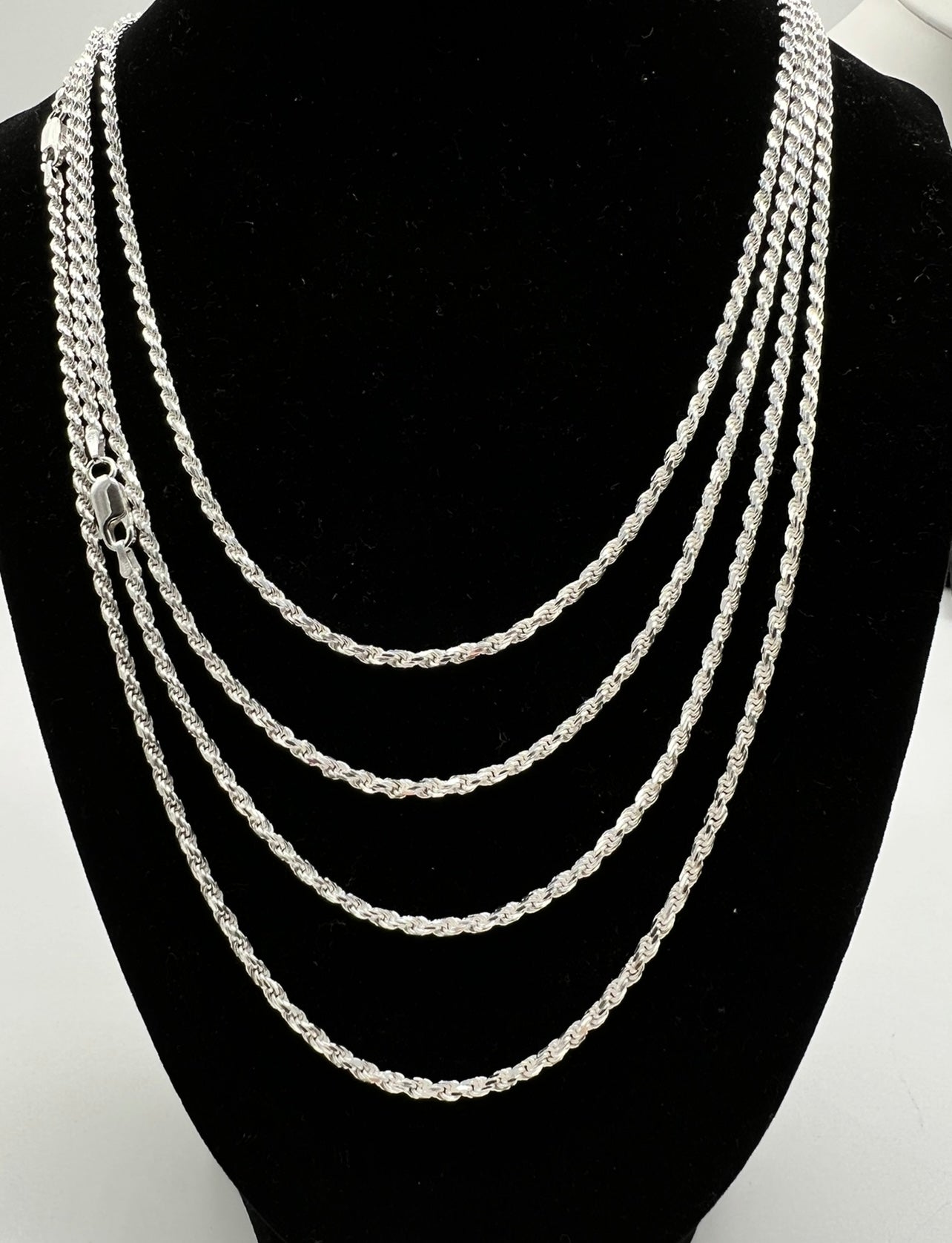 2.5mm Rope Chains, .925 Real Silver