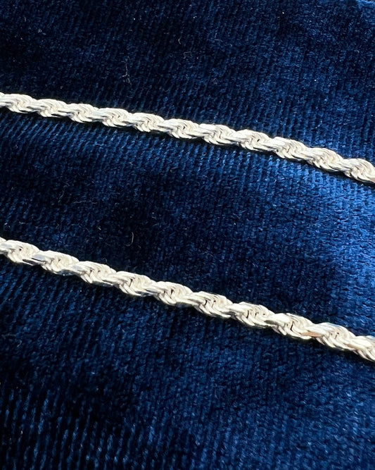 2.5mm Rope Chains, .925 Real Silver