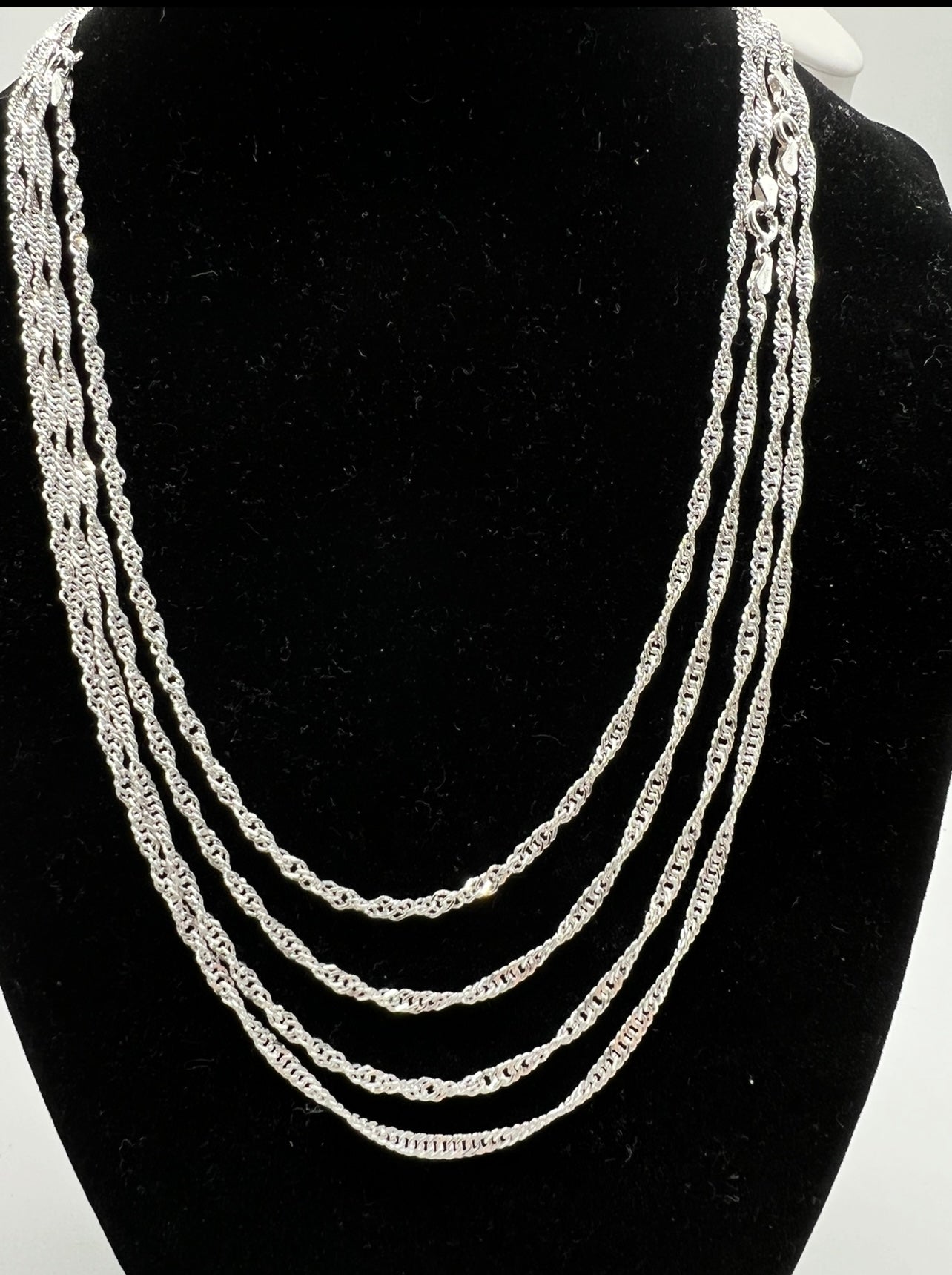 2mm, Singapore Chains, .925 Real Silver