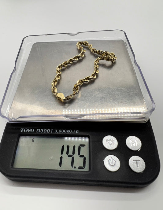 5mm Rope Bracelet, 14k Real Gold