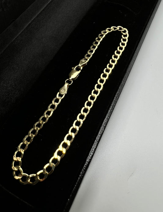 3.5mm Cuban Bracelet, 14k Real Gold