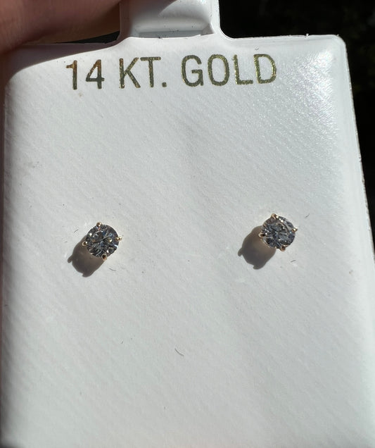 3mm 14k Real Gold Earring Studs