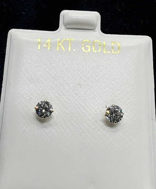 4mm 14k Real Gold Stud Earrings