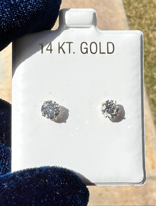 5mm 14k Real Gold Stud Earrings