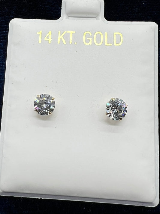 5mm 14k Real Gold Stud Earrings