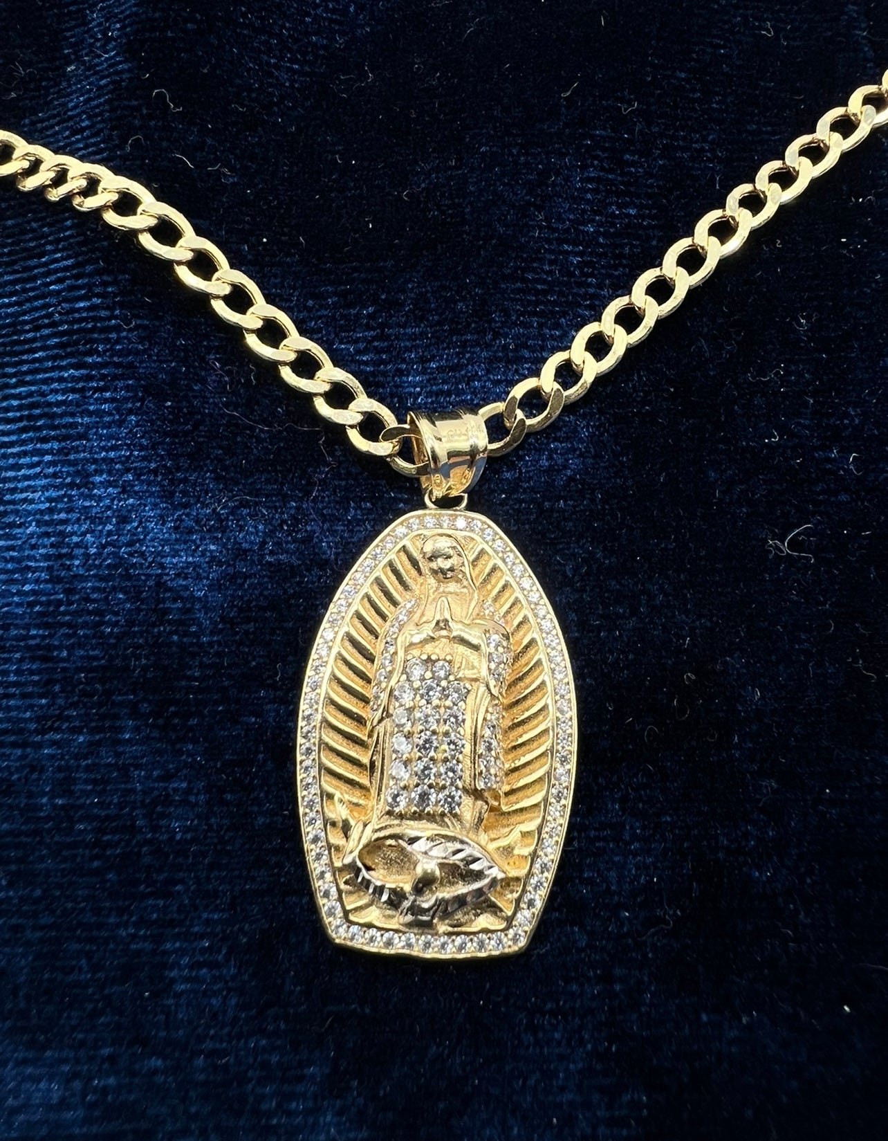 Virgen Mary W CZ, .14k Real Gold