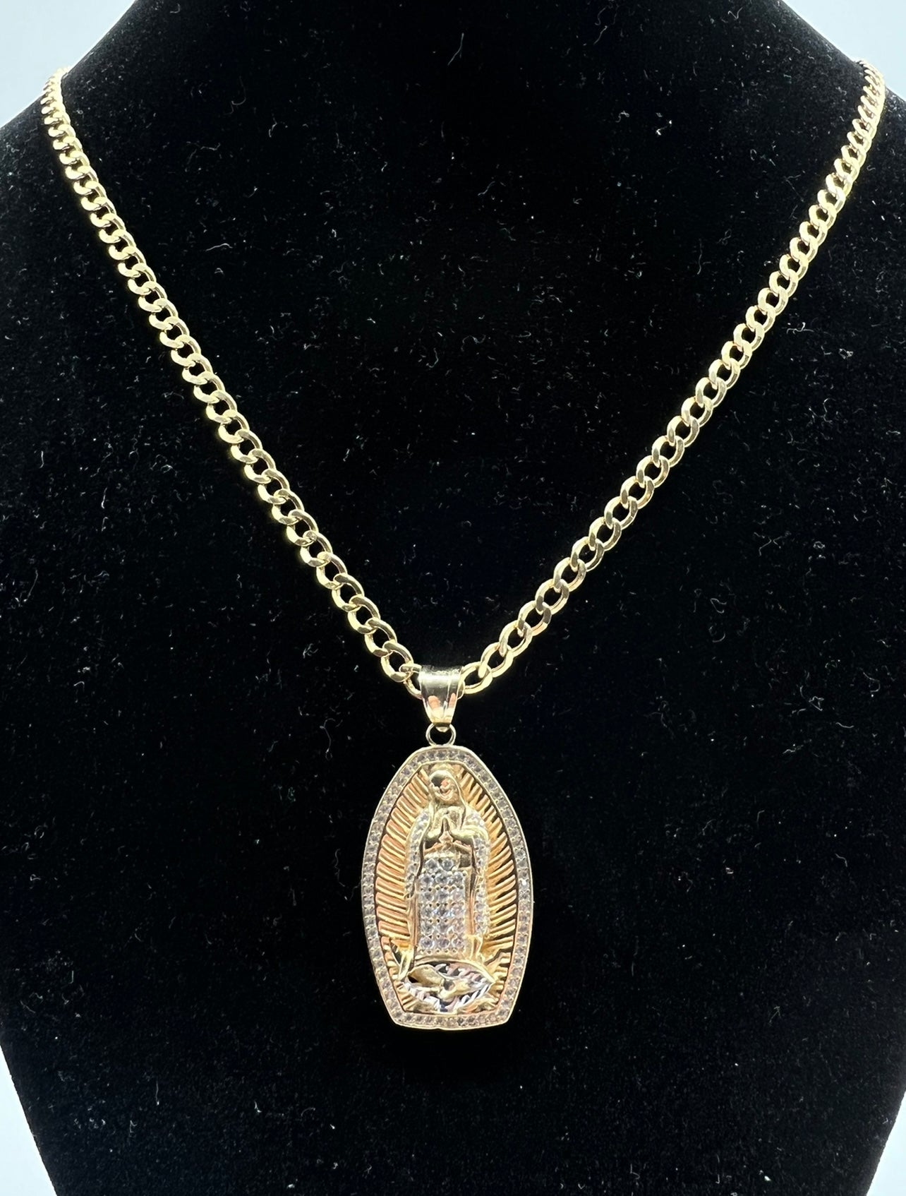 Virgen Mary W CZ, .14k Real Gold