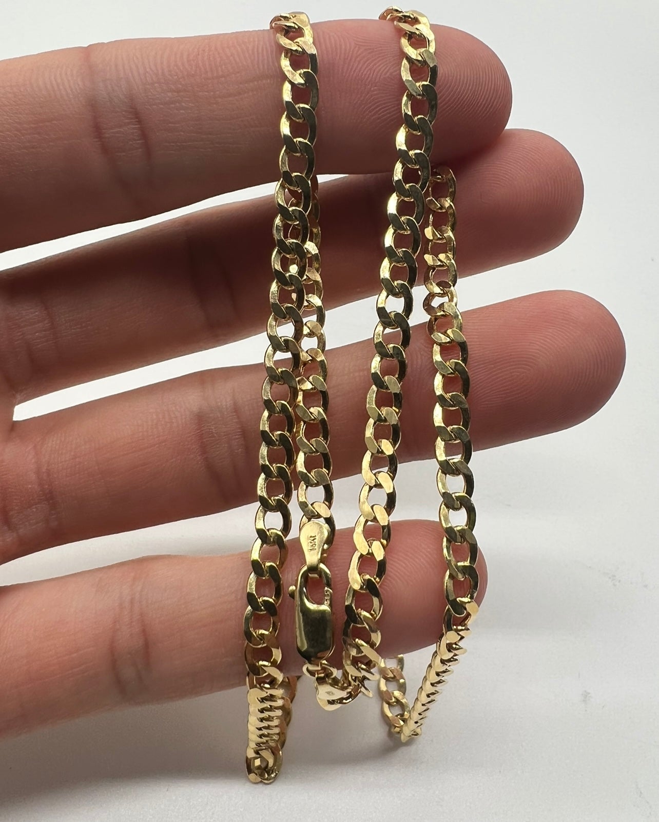 4.5mm 22inch Cuban Chain, 14k Real Gold