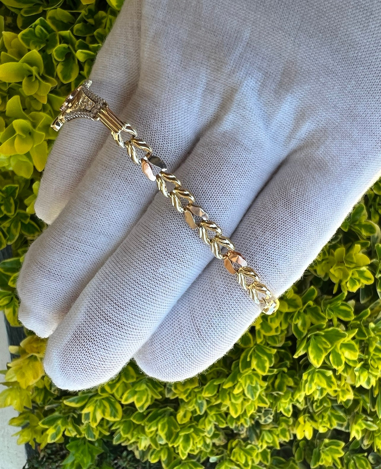 14k Real Gold VIRGEN Mary Crown tri Color Bracelet!