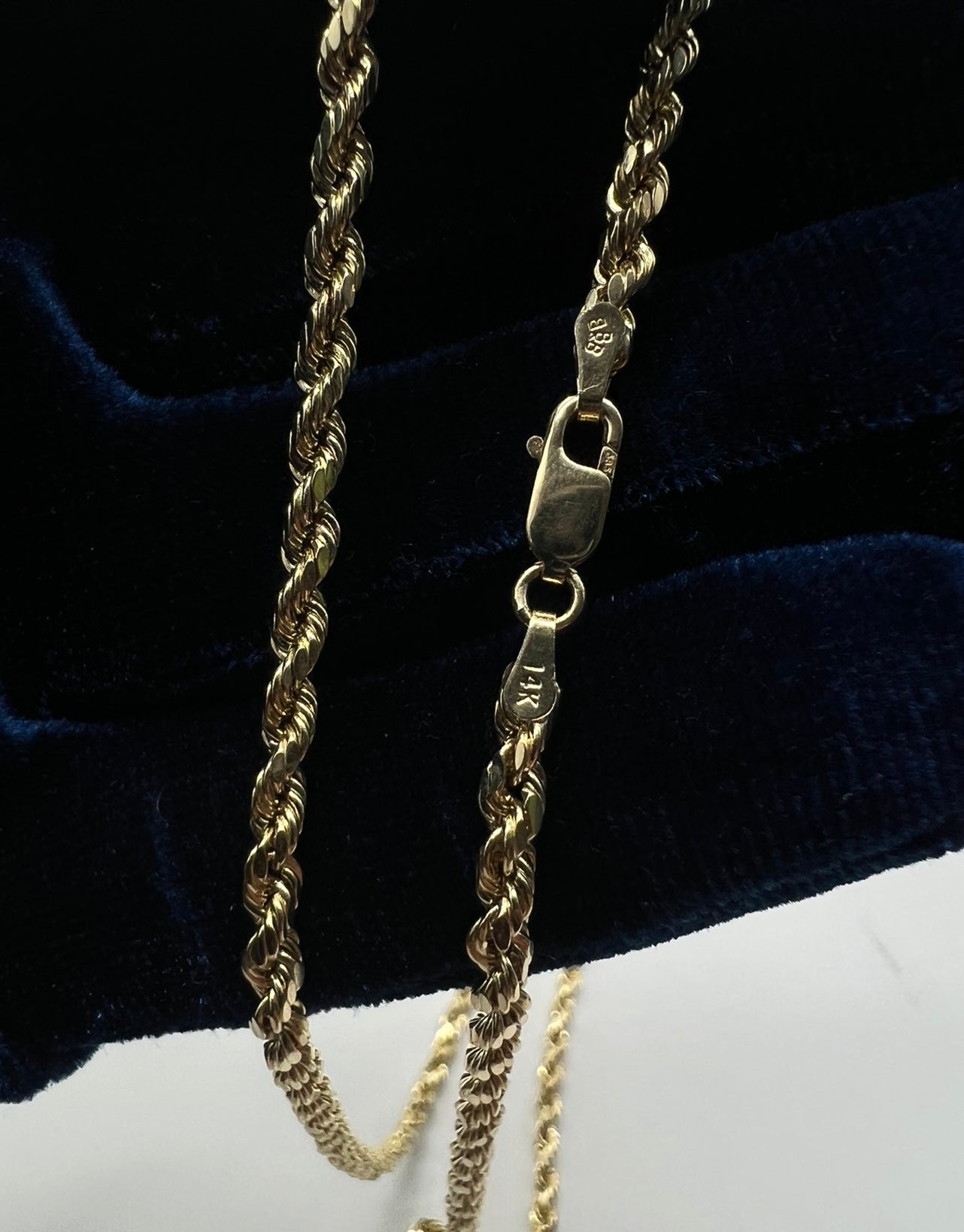 3mm 20inch Rope Chain, 14k Real Gold