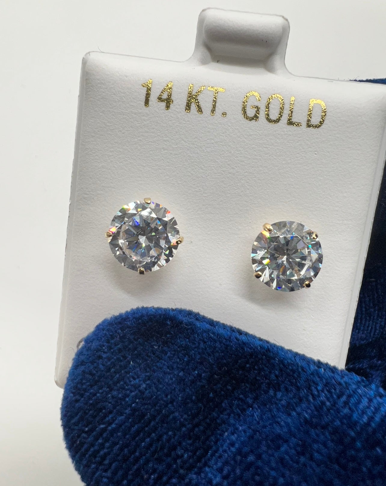 14k Real Gold 8mm Solitaire Earring Studs