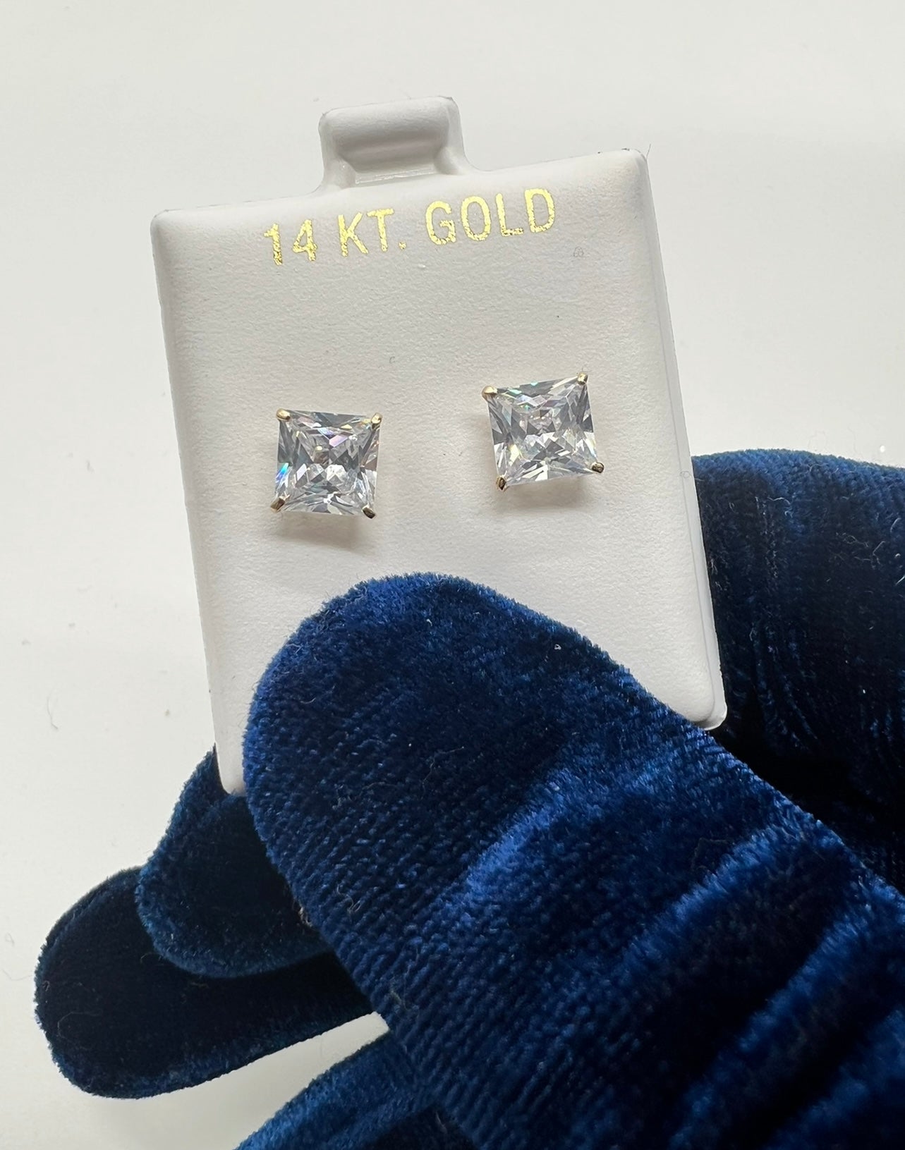 14k Real Gold 7mm Square Earring studs