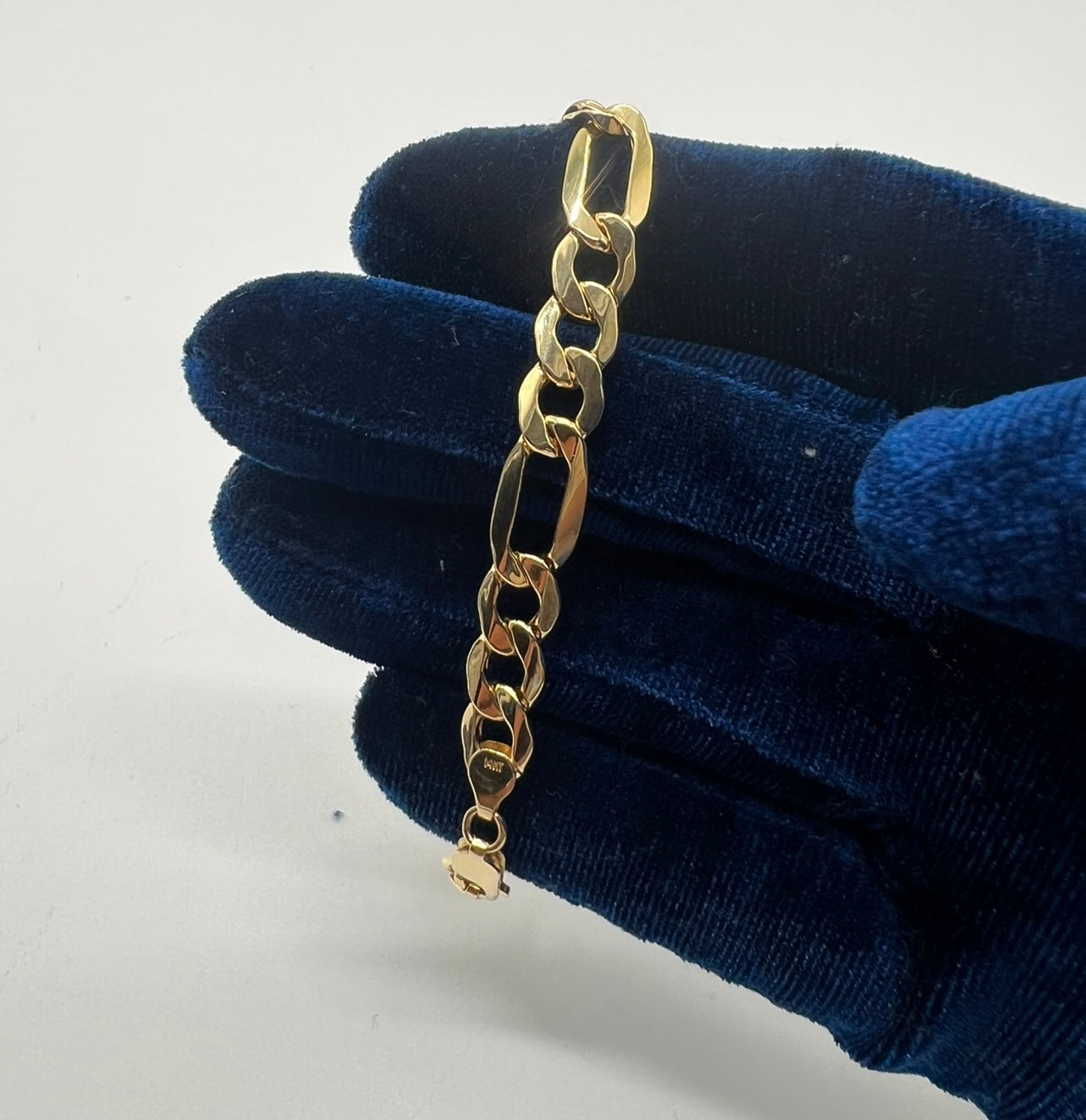 14k Real Gold Figaro Bracelet 9mm