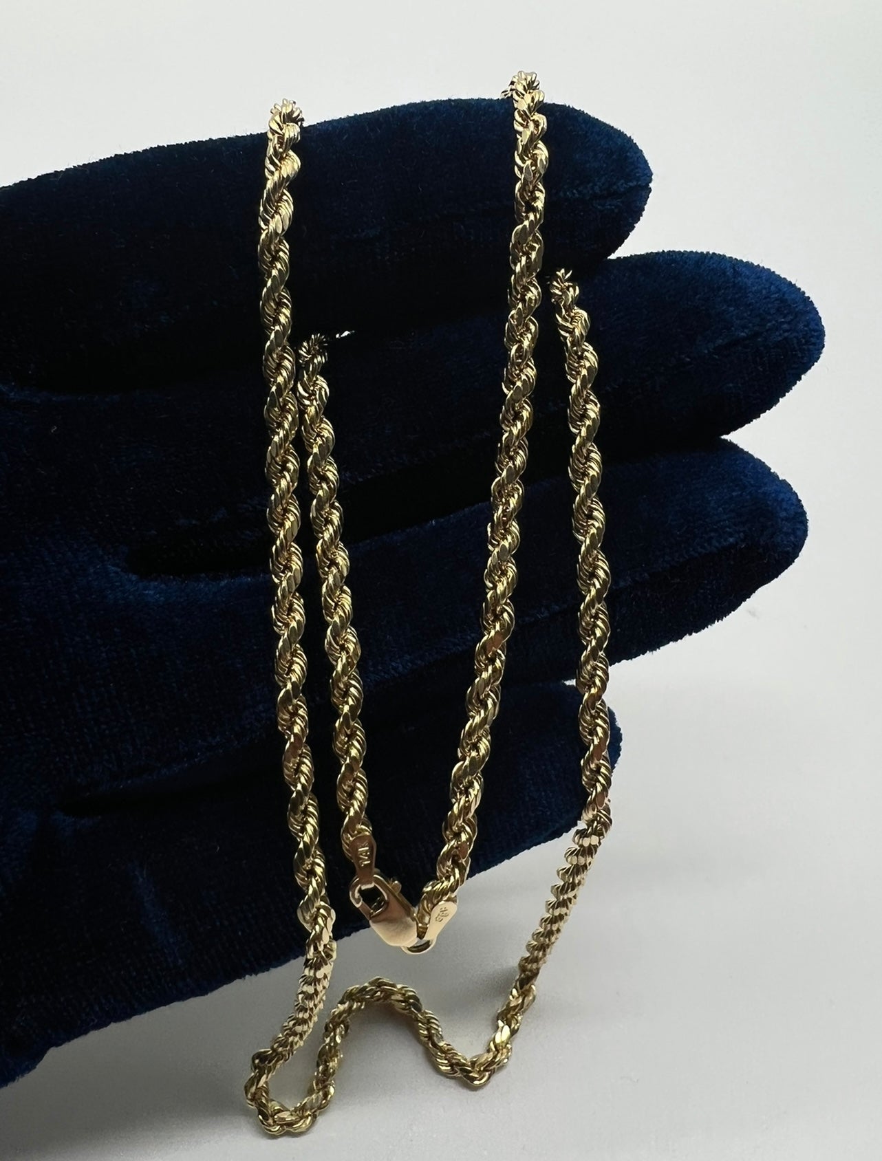 3mm 20inch Rope Chain, 14k Real Gold