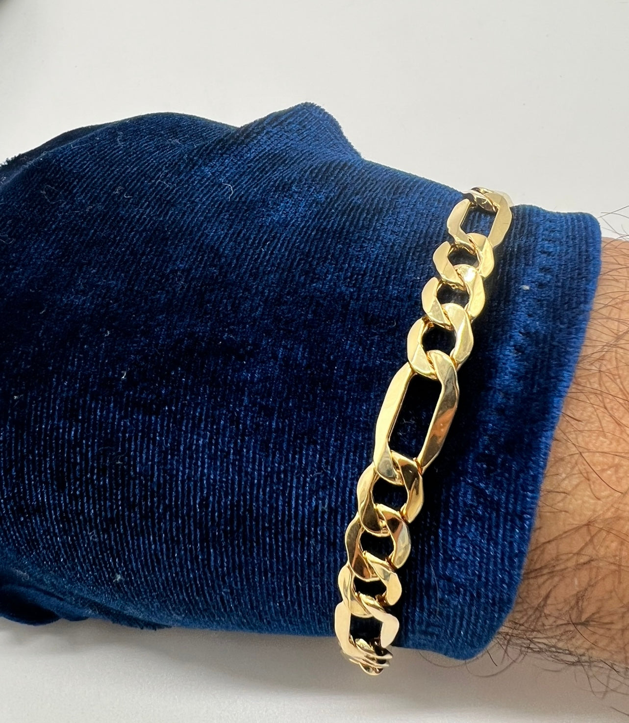 14k Real Gold Figaro Bracelet 9mm