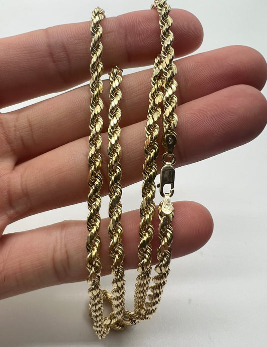 4mm 24inch Rope Chain 14k Real Gold