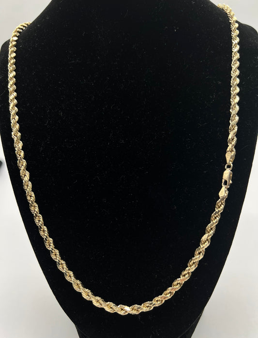 4mm 24inch Rope Chain 14k Real Gold