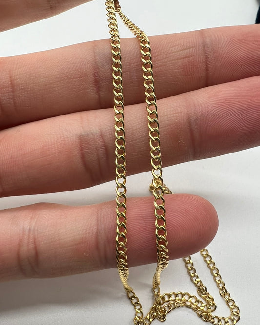 2.5mm mini cuban 14k Real Gold