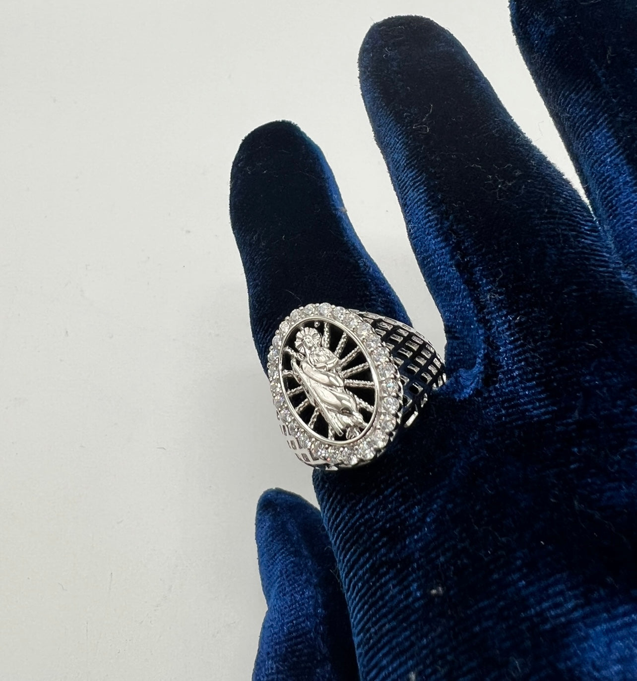 Real .925 Silver San Judas Ring white Bezel😍