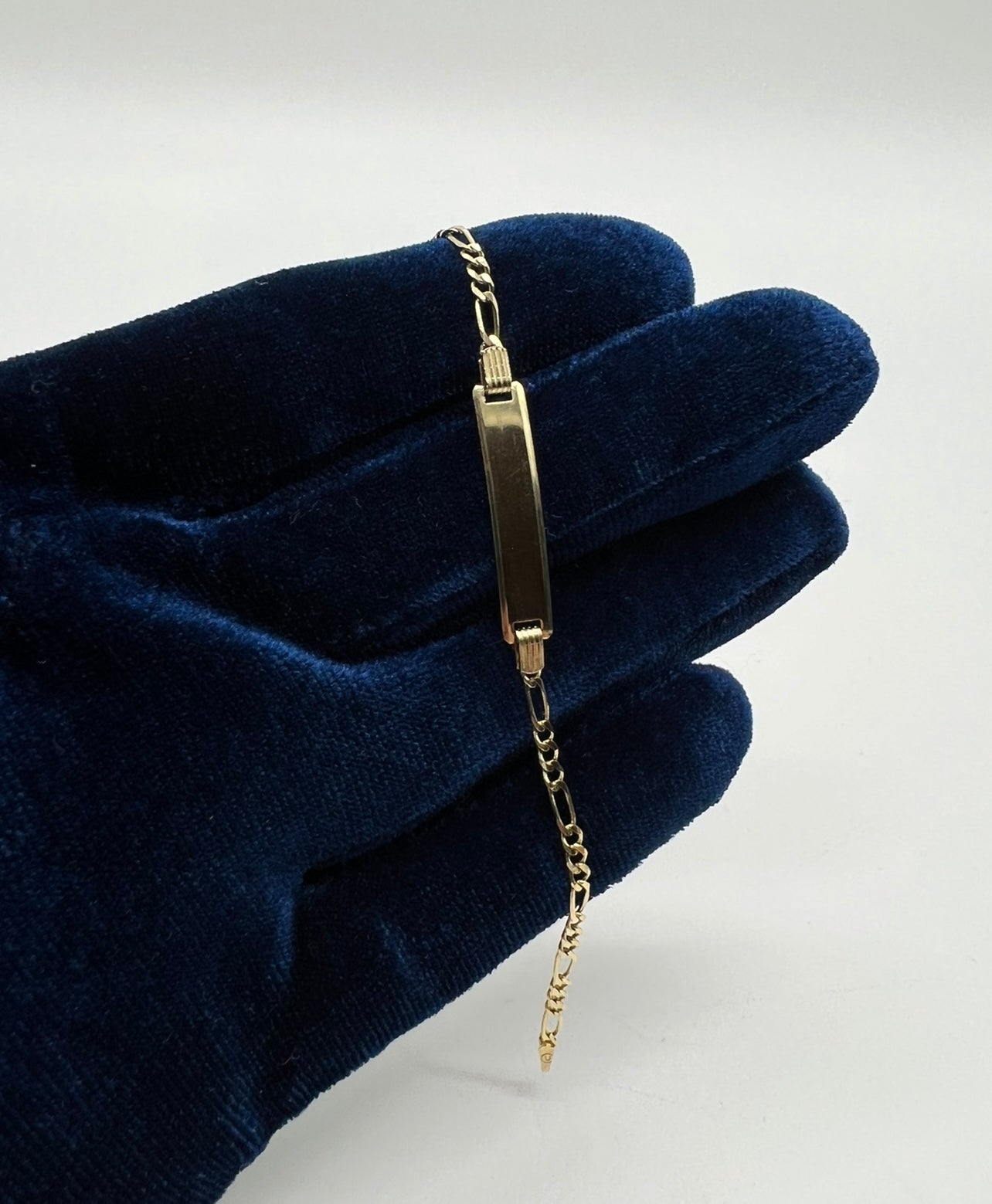 Baby ID Bracelet Figaro, 14k Real Gold