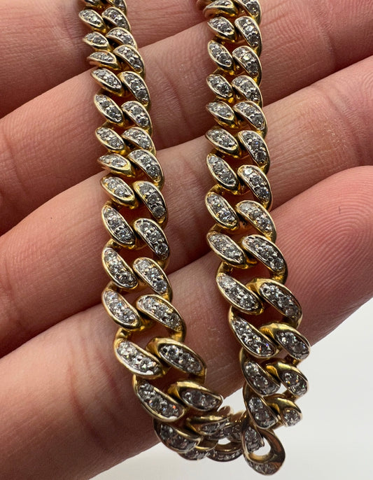 10k Yellow Gold Cuban natural Diamond Bracelet!!