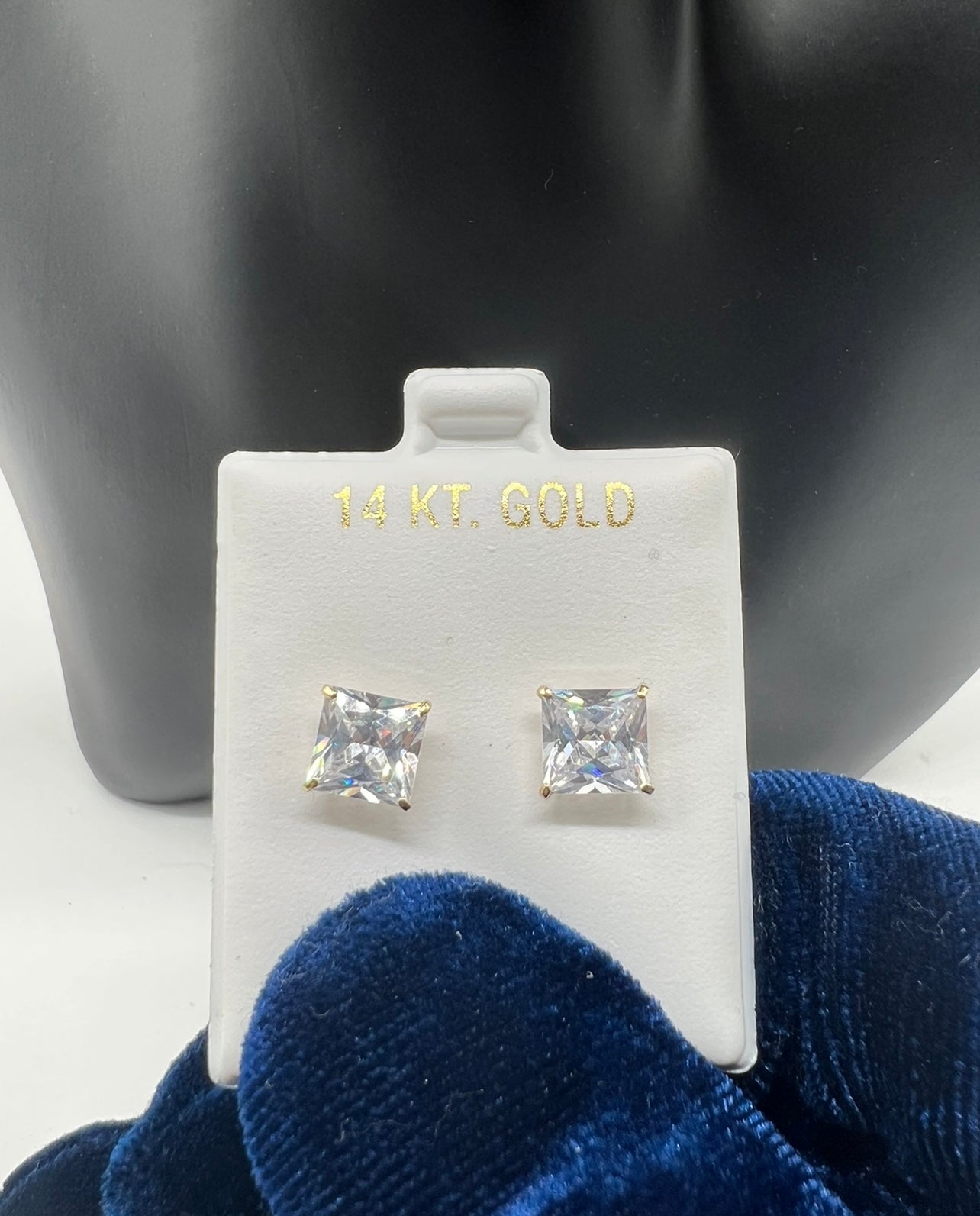 14k Real Gold 7mm Square Earring studs