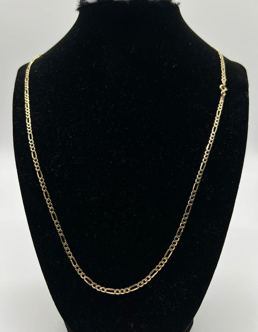 2.5mm 22inch Figaro Chain 14k Real Gold