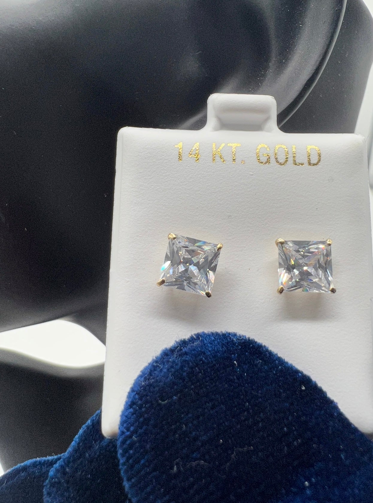 14k Real Gold 7mm Square Earring studs