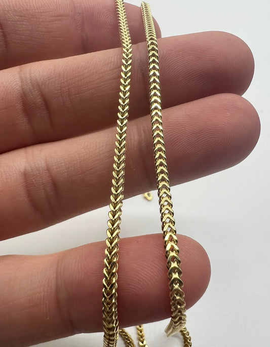 2.2mm 22inch Franco Chain, 14k Real Gold