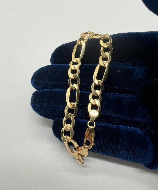 14k Real Gold Figaro Bracelet 9mm