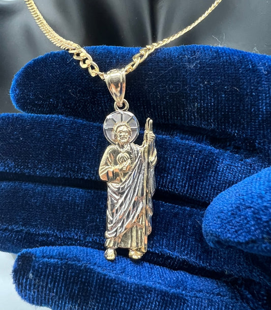 14k Real Gold Two Tone San Judas🔥