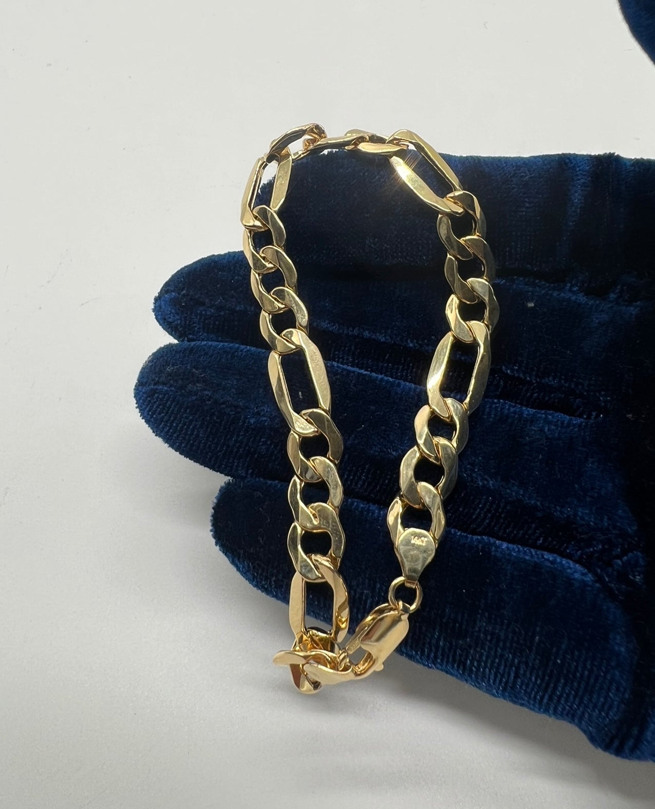 14k Real Gold Figaro Bracelet 9mm