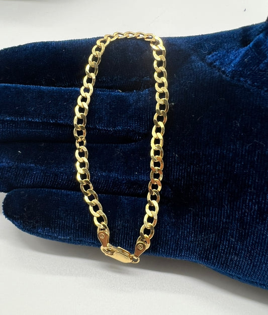 3.5mm Cuban Bracelet, 14k Real Gold