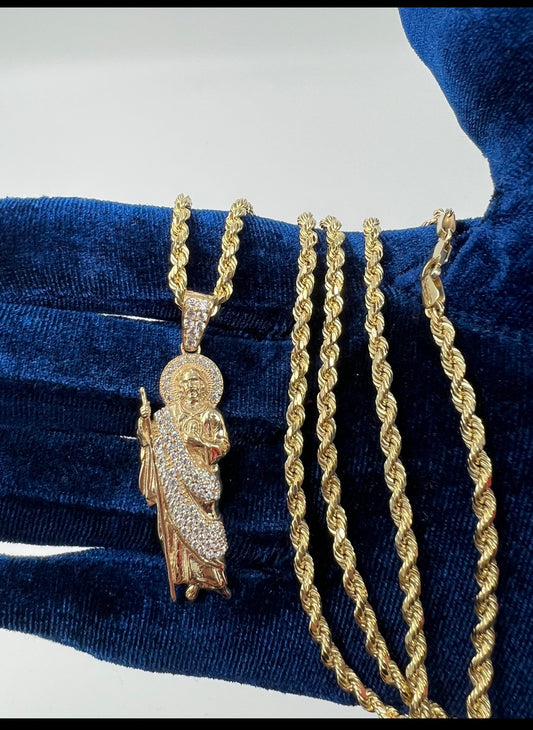 14k REAL GOLD SAN JUDAS PENDANT OR CHAIN SET!